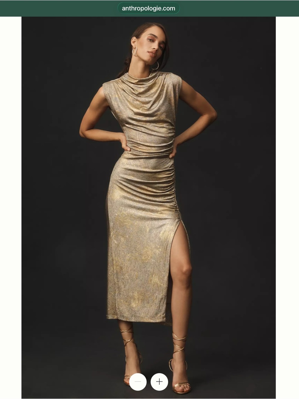 Anthropologie Maya Ruched Cowl Neck Dress - shine edition